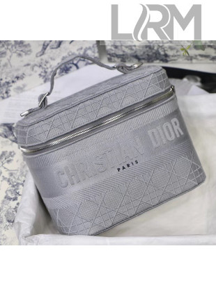 Dior DiorTravel Vanity Case Bag in Embroidered Cannage Canvas Grey 2020