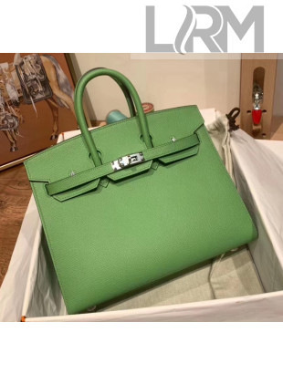 Hermes Birkin 25cm Bag in Origianl Epsom Leather Green/Silver 2020