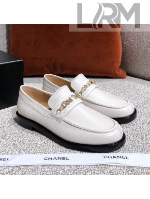 Chanel Shiny Calfskin Loafers G37430 White 2021 
