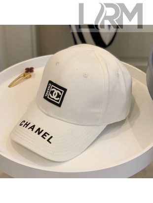 Chanel Canvas Baseball Hat White 2021 09
