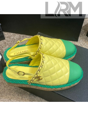 Chanel Quilted Lambskin Slingback Espadrilles Yellow 2021