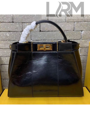 Fendi Peekaboo Iconic Medium Vintage Lambskin Bag Black 2019