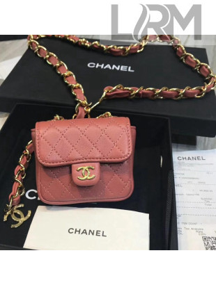 Chanel Quilting Lambskin Mini Waist Bag Peach 2019