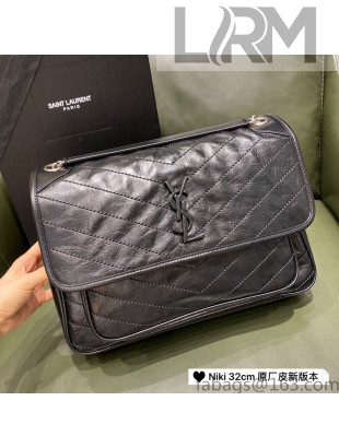 Saint Laurent Niki Large Chain Bag in Vintage Crinkled Leather 498830 Black 2022 Top Quality
