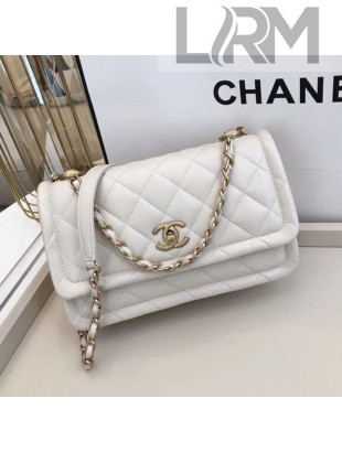 Chanel Quilted Lambskin Large Flap Bag with Metal Button AS2056 White 2020 TOP