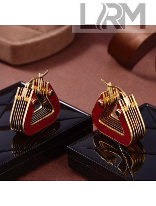 Bottega Veneta Triangle Earrings Red 2021