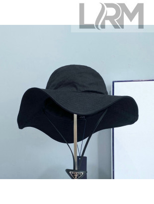 Prada Canvas Wide Brim Hat Black 2021