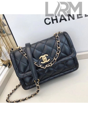 Chanel Quilted Lambskin Medium Flap Bag with Metal Button AS2055 Black 2020 TOP