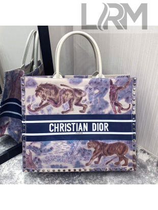 Dior Book Tote Large Bag in Toile de Jouy Pinted Calfskin and Studs 2019
