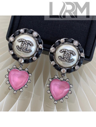 Chanel Heart Earrings Pink 2021 082543