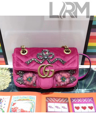 Gucci GG Marmont Embroidered Velvet Mini Bag 446744 Rosy 2017