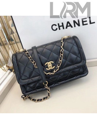 Chanel Quilted Lambskin Large Flap Bag with Metal Button AS2056 Black 2020 TOP