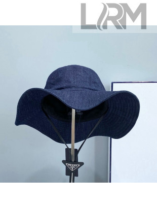 Prada Denim Wide Brim Hat Blue 2021