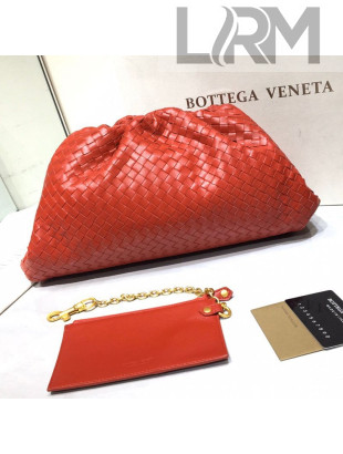 Bottega Veneta The Large Pouch Clutch in Woven Lambskin Bright Red 2020