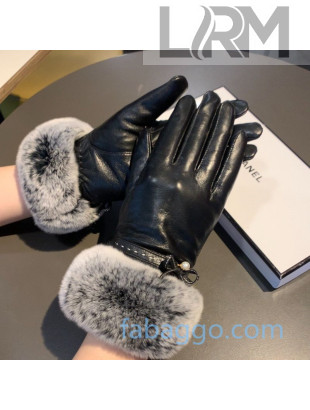 Chanel Lambskin and Cashmere Pearl Bow Gloves 05 Black 2020
