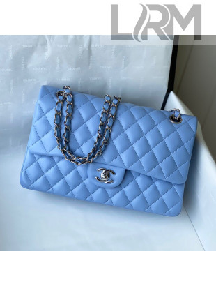 Chanel Quilted Lambskin Classic Medium Flap Bag A01112 Blue/Silver 2021