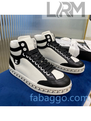 Chanel Chain Charm High-top Sneakers White 2020