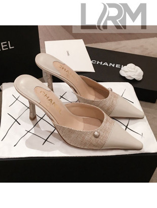 Chanel Pointed Heel Mules Pale Gray 2019