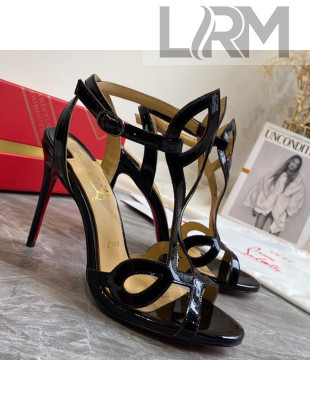 Christian Louboutin Patent Leather Strap Sandals 10cm Black 2021