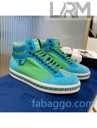 Chanel Chain Charm High-top Sneakers Green 2020
