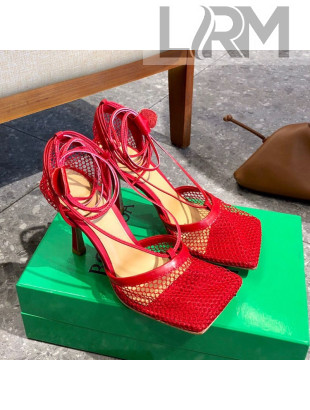Bottega Veneta Lambskin Mesh Sandals 9cm Red 2021