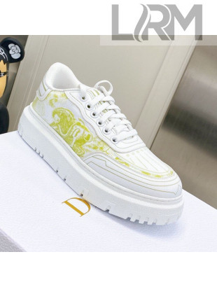 Dior Addict Sneakers in Lime Green Toile de Jouy Technical Fabric 2021