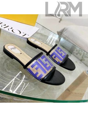 Fendi FF Transparent Flat Slide Sandals Blue 2021