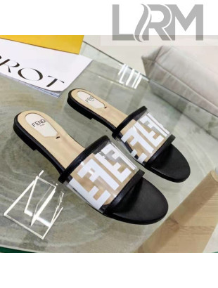 Fendi FF Transparent Flat Slide Sandals White 2021