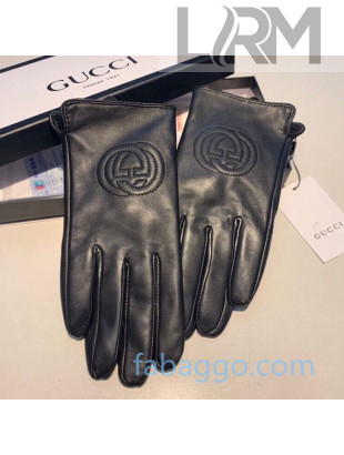 Gucci Double G Lambskin and Cashmere Gloves Black 2020