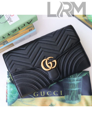 Gucci GG Marmont Chevron Leather Clutch 498079 Black 2019