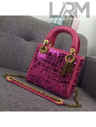 Dior Mini Lady Bag in Mosaic of Mirrors Smooth Calfskin Pink 2018