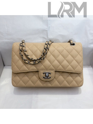 Chanel Quilted Big Grained Calfskin Medium Classic Flap Bag A01112 Apricot/Silver 2021