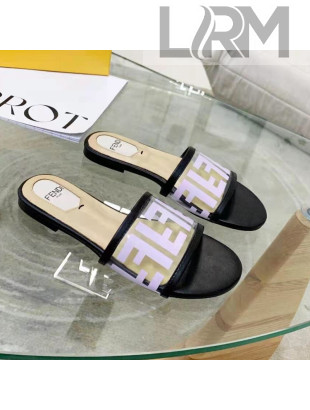 Fendi FF Transparent Flat Slide Sandals Purple 2021