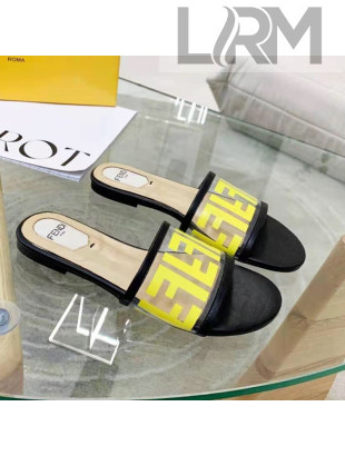 Fendi FF Transparent Flat Slide Sandals Yellow 2021