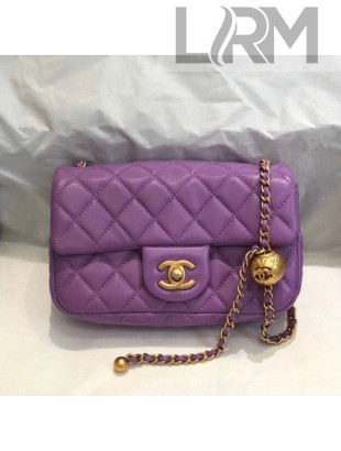 Chanel Lambskin & Gold-Tone Metal Flap Bag AS1787 Purple 2020 TOP