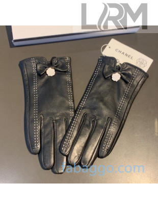 Chanel Stitching Lambskin and Cashmere Bow Bloom Gloves 11 Black/White 2020