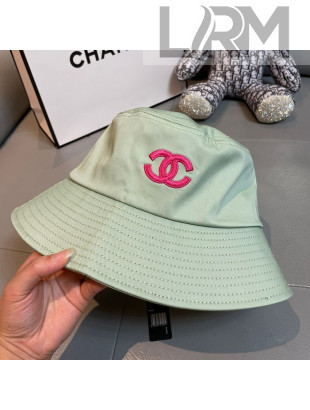 Chanel Contrast CC Nylon Bucket Hat Light Green 2021