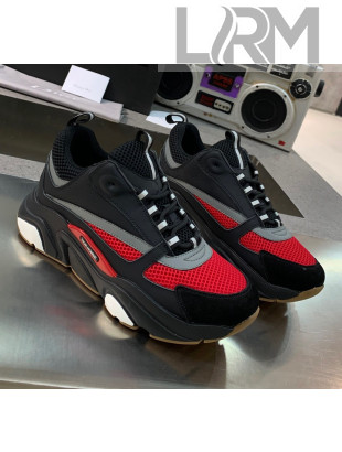 Dior B22 Sneaker in Calfskin And Technical Mesh Black/Red/Grey 2020
