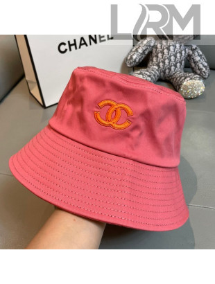 Chanel Contrast CC Nylon Bucket Hat Pink 2021