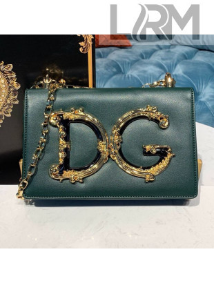 Dolce&Gabbana DG Girls Shoulder Bag in Nappa Leather Green 2019