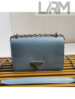 Prada Nylon and Saffiano Leather Shoulder Bag 1BD032 Blue 2021