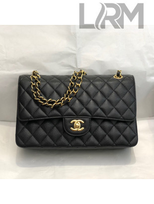 Chanel Quilted Grained Calfskin Medium Classic Flap Bag A01112 Black/Gold 2021