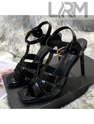 Saint Laurent Patent Calfskin High- Heel Sandals 10cm Black 2021 03 