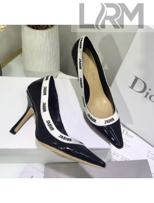 Dior J'Adior High-Heel Pump in Patent Calfskin and Embroidered Ribbon 2019