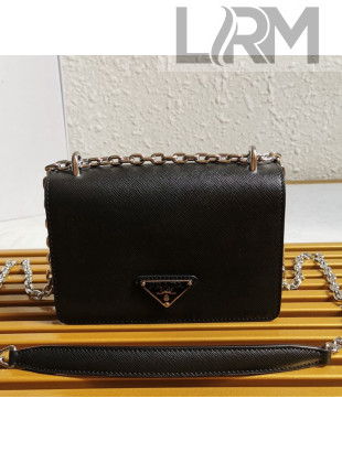 Prada Nylon and Saffiano Leather Shoulder Bag 1BD032 Black 2021