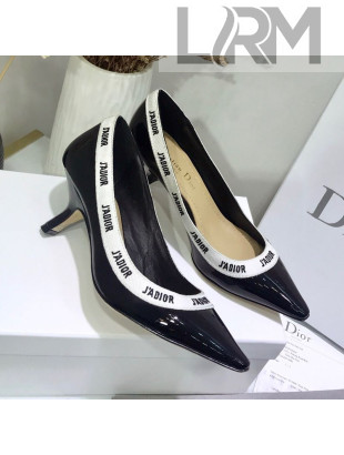 Dior J'Adior Mid-Heel Pump in Patent Calfskin and Embroidered Ribbon 2019