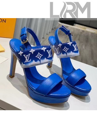 Louis Vuitton LV Escale Calfskin Platform Sandal With 10.5cm Heel Blue 2020