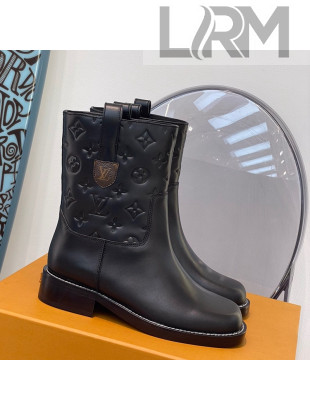 Louis Vuitton Downtown Monogram Embossed Calfskin Ankle Boots Black 2021