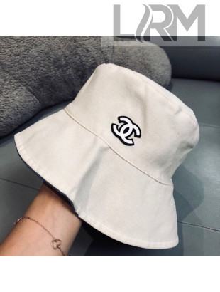 Chanel Contrast CC Nylon Bucket Hat White 2021