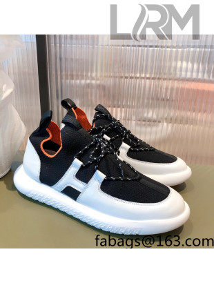 Hermes Duel Knit and Calfskin Sneakers Black 2021